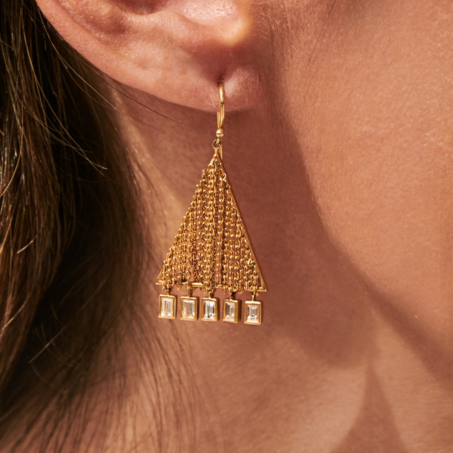 Triangle Fringed Rice Earrings