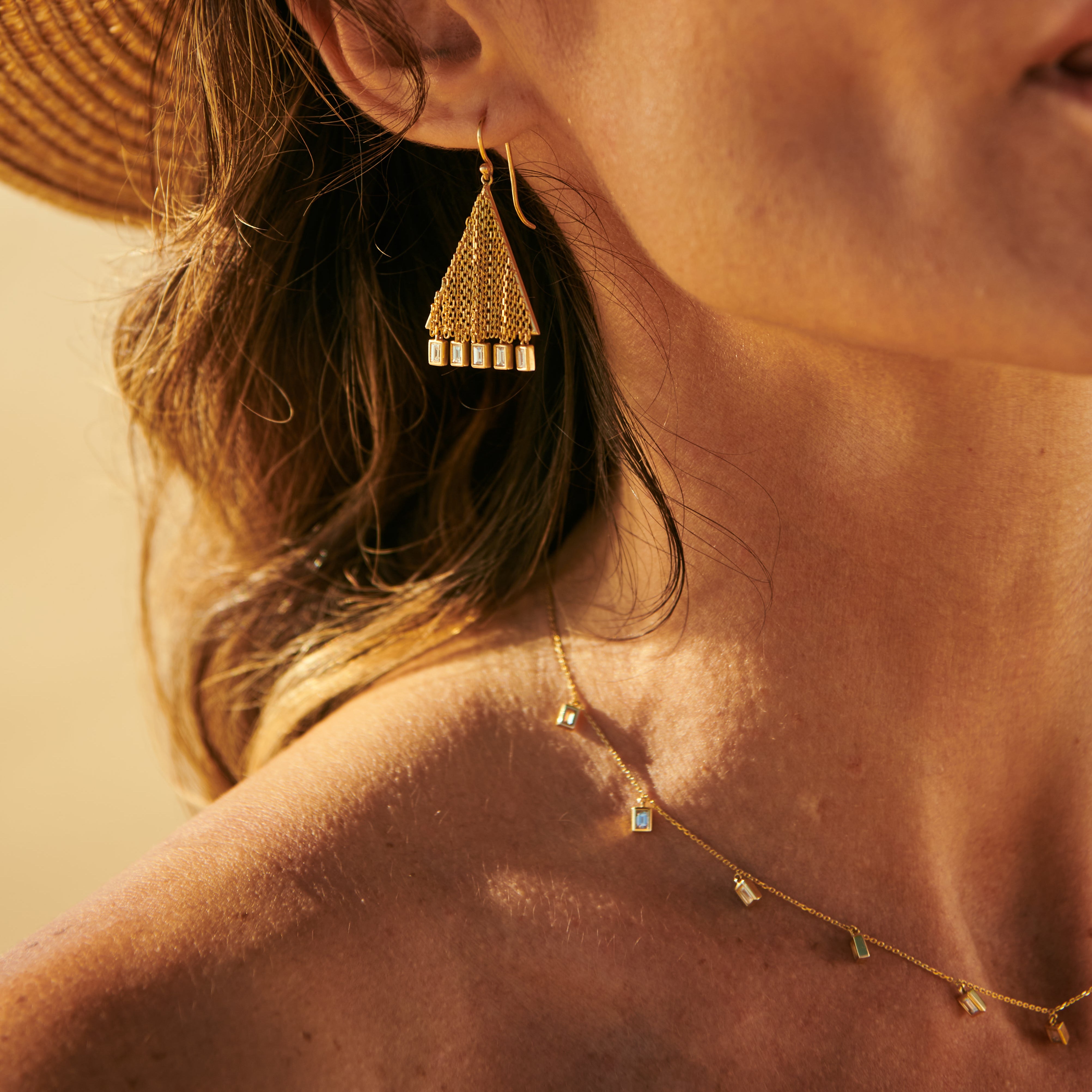 Triangle Fringed Rice Earrings